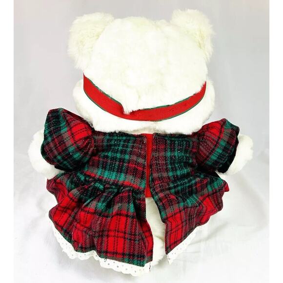 Vtg Emporium Capwell Jingle Bear Girl Christmas Plush Stuffed White Teddy Bear - Picture 3 of 7